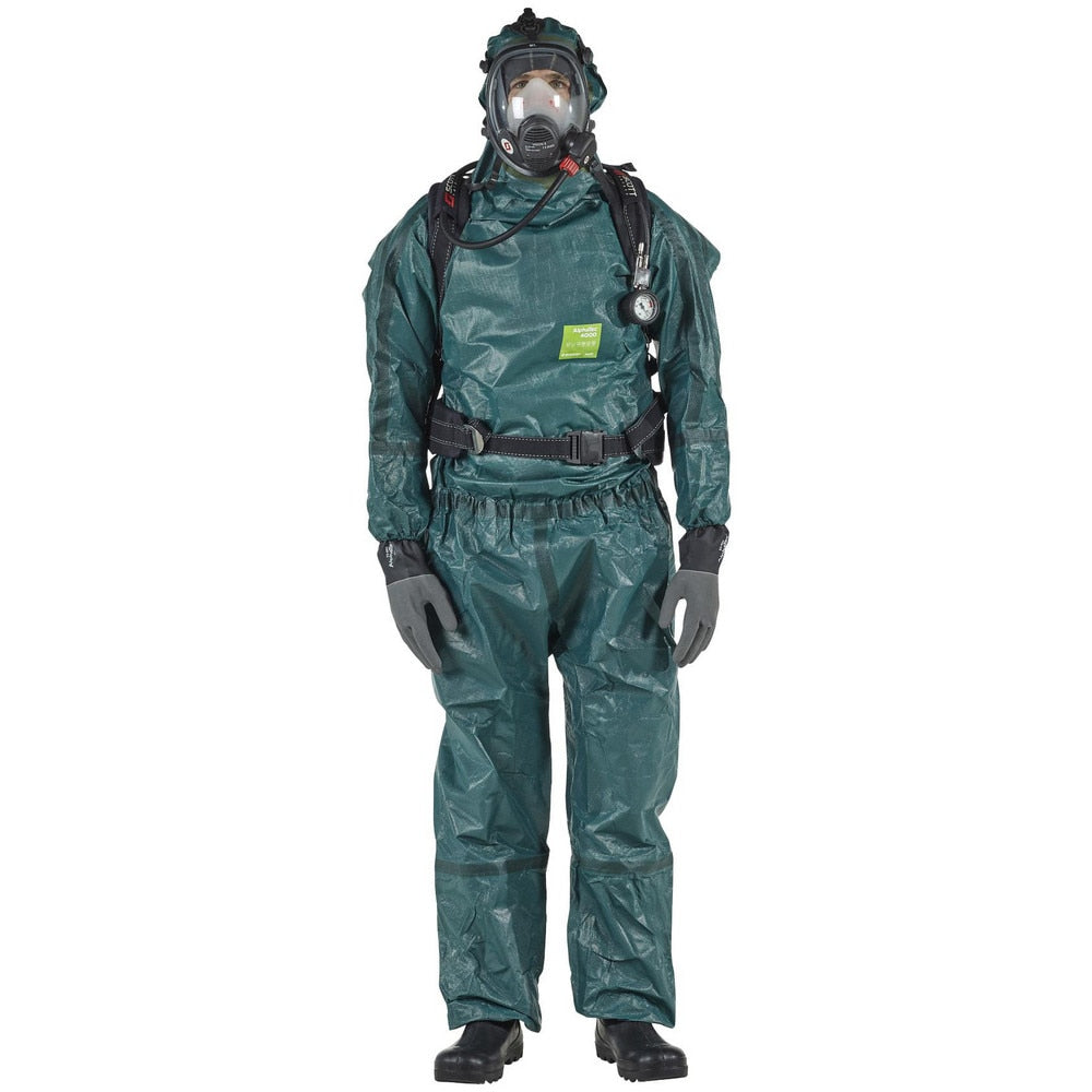 Disposable Coveralls: Size Medium, 0.3292 oz, Multi-Layer Non-Woven Barrier Laminate Fabric, Zipper Closure