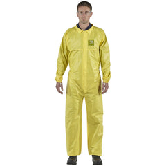 Disposable Coveralls: Size 4X-Large, 0.5216 oz, Polyethylene on Bicomponent & Polypropylene/Polyethylene Non-Woven, 2-Way Zipper with Storm Flap Closure