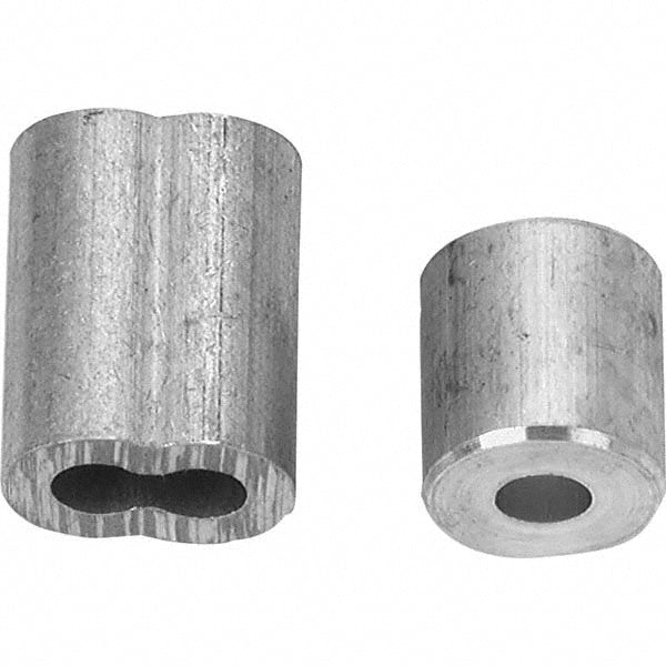 Wire Rope Cable Ferrule & Stop: 3/32" Rope Dia, Aluminum