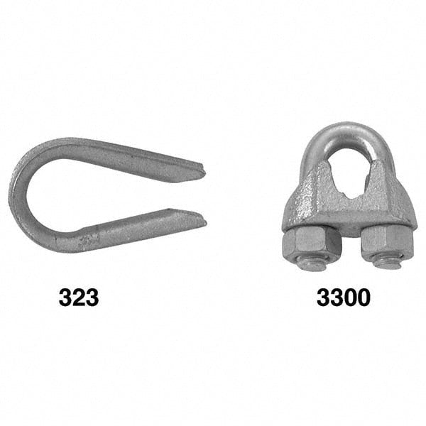 Wire Rope Thimble Clip: 5/8" Rope Dia, Stainless Steel