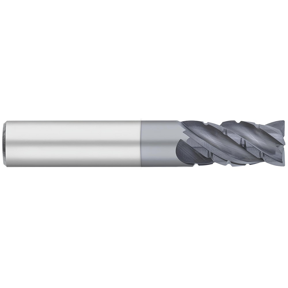 Corner Radius End Mill: 3/16" Dia, 9/16" LOC, 0.0100" Radius, 4 Flute, Solid Carbide