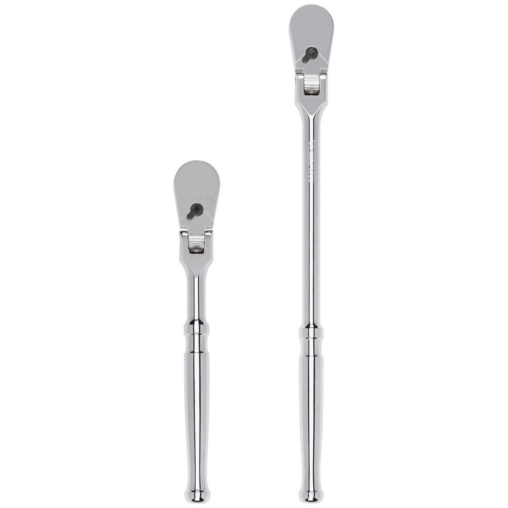 Ratchet Sets; Drive Size: 3/8 in; Overall Length (Inch): 12, 8; Head Shape: Pear; Head Features: Compact; Head Style: Flexible; Material: Steel; Handle Type: Compact; Finish: Full-Polished