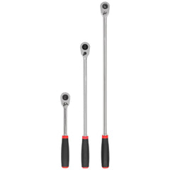 Ratchet Sets; Drive Size: 1/2 in; Overall Length (Inch): 10-1/2, 24, 18; Head Shape: Pear; Head Features: Compact; Head Style: Reversible, Fixed; Material: Steel; Handle Type: Compact; Finish: Full-Polished