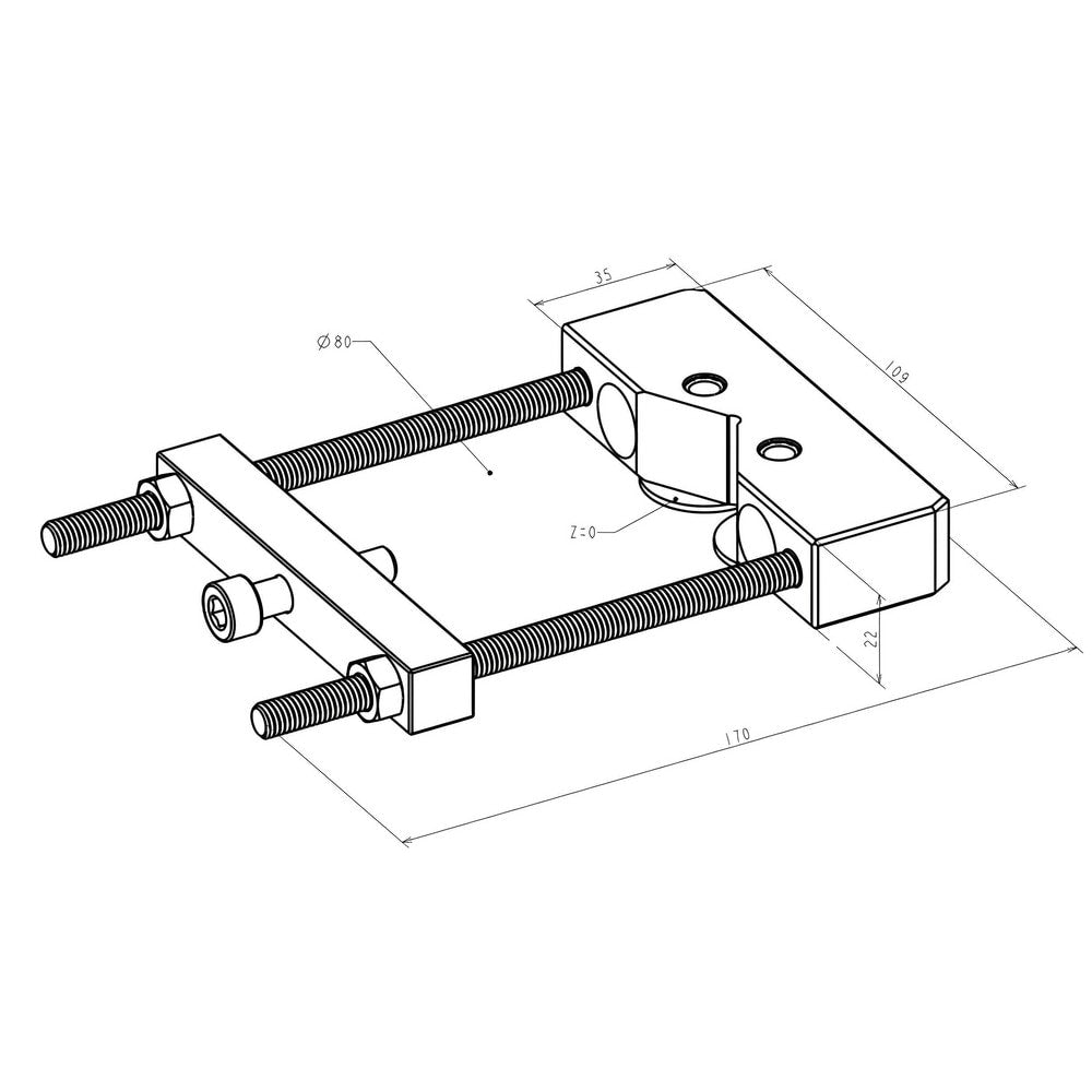 WEDM Vises; Compatible Workpiece Shape: Round, Cylindrical; Maximum Clamping Width (mm): 80.00; Maximum Workpiece Weight (kg): 6.00; Tightening Torque (Nm): 7.00; Material: Stainless Steel; Series: RHS