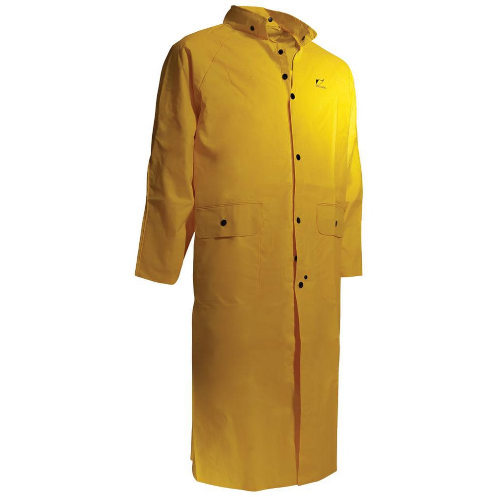 Rain Coat:  Size Small,  ASTM D6413,  Yellow,  PVC & Nylon