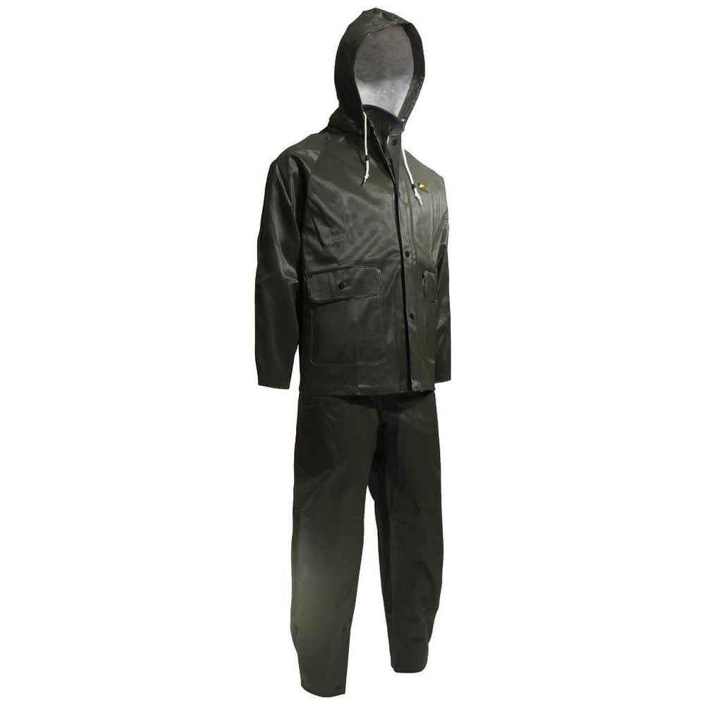 Rain Suit with Pants: Size X-Large, Non-Hazardous Protection, Green, PVC on Polyester