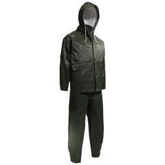 Rain Suit with Pants: Size Small, Non-Hazardous Protection, Green, PVC on Polyester