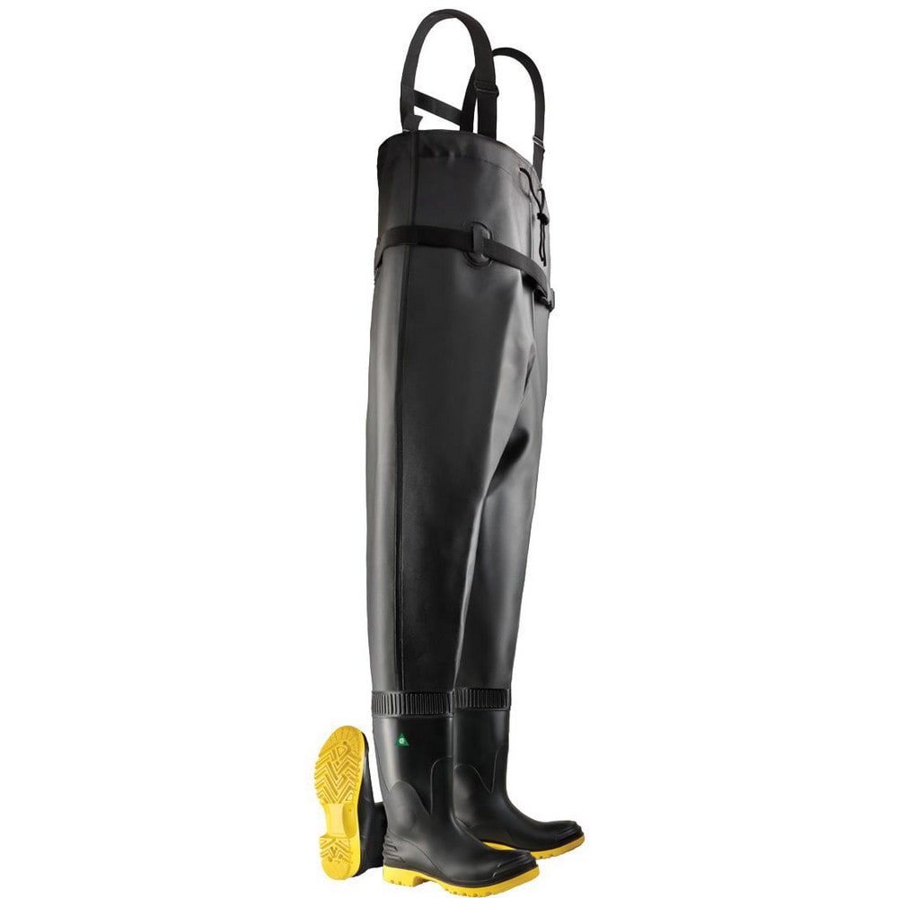 Hip & Chest Wader:  Wader,  Black,  PVC,  Size 8