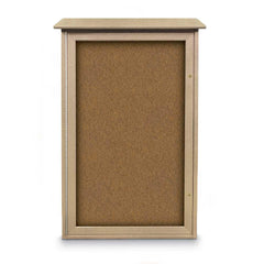 Enclosed Bulletin Board: 42" Wide, 26" High, Cork, Tan