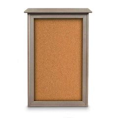 Enclosed Cork Bulletin Board: 42" Wide, 26" High, Cork, Natural Tan