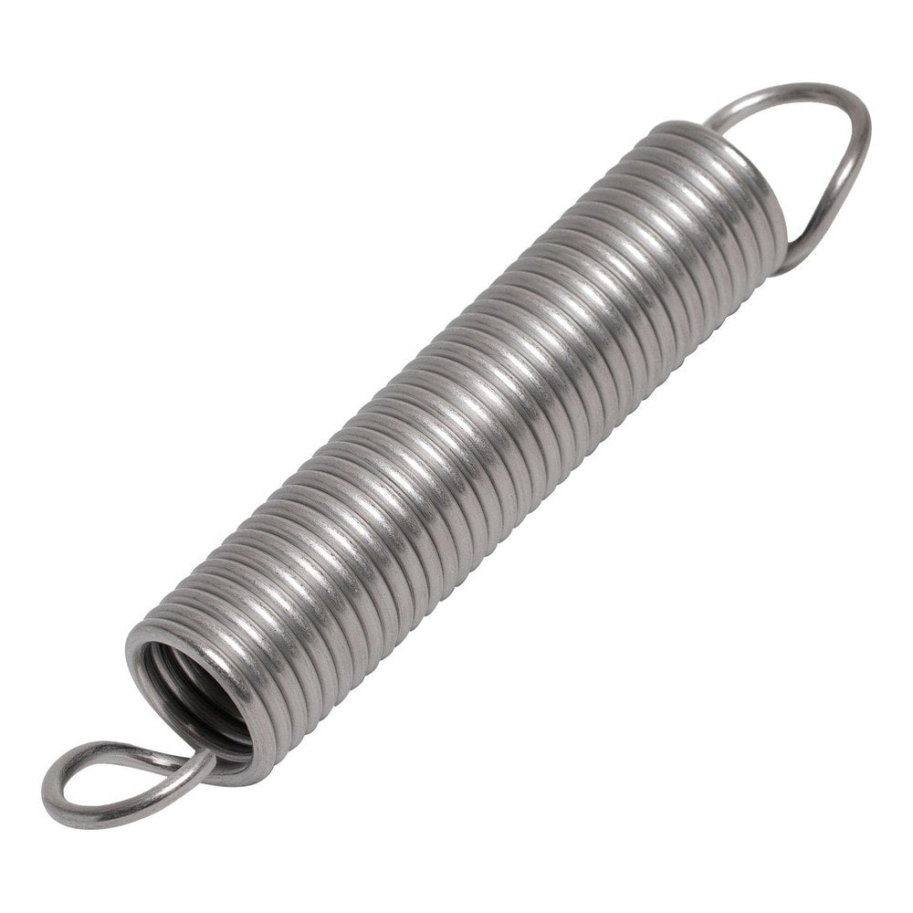 Extension Springs; End Type: Full Twist Loop; Outside Diameter (mm): 15.0000; Spring Rate: 0.4000; Material: Stainless Steel; Overall Length (Decimal Inch): 10.2600