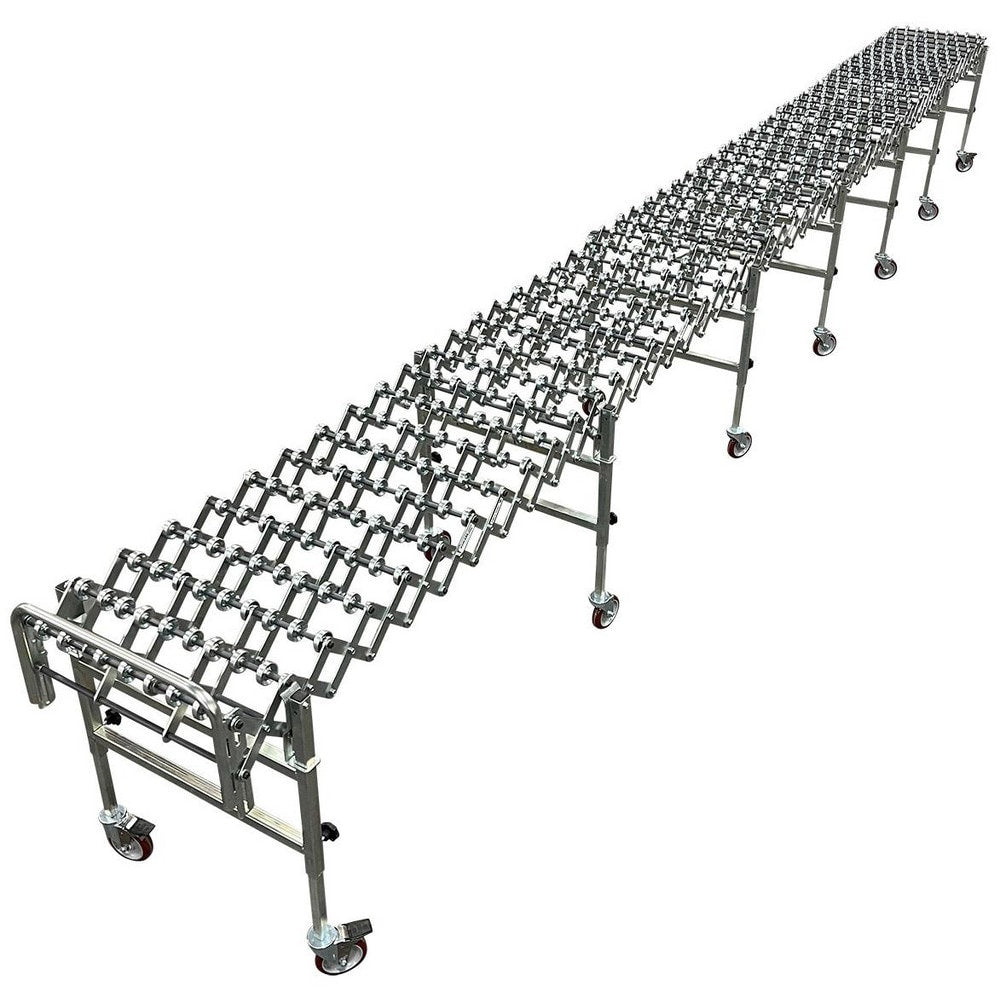 Gravity Conveyors; Conveyor Type: Skate Wheel; Component: Flexible Skate Wheel Conveyor; Telescopic: Yes; Overall Width: 28; Roller Diameter: 1.9000; Minimum Extended Length: 5.2 ft; Maximum Extended Length: 20.7000; Minimum Height (Inch): 28.0000