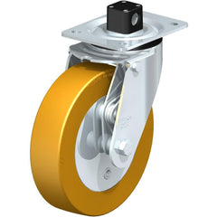 Top Plate Casters; Mount Type: Plate; Number of Wheels: 1.000; Wheel Diameter (Inch): 8; Wheel Material: Polyurethane; Wheel Width (Inch): 2; Wheel Color: Blue