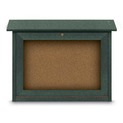 Enclosed Bulletin Board: 24" Wide, 18" High, Cork, Tan