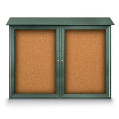 Enclosed Cork Bulletin Board: 45" Wide, 36" High, Cork, Natural Tan