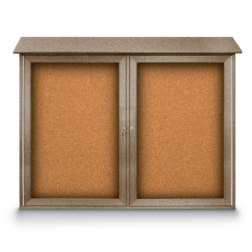 Enclosed Cork Bulletin Board: 45" Wide, 36" High, Cork, Natural Tan