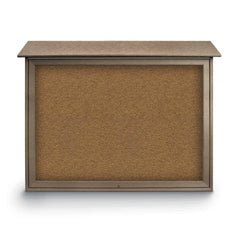 Enclosed Bulletin Board: 45" Wide, 36" High, Cork, Tan