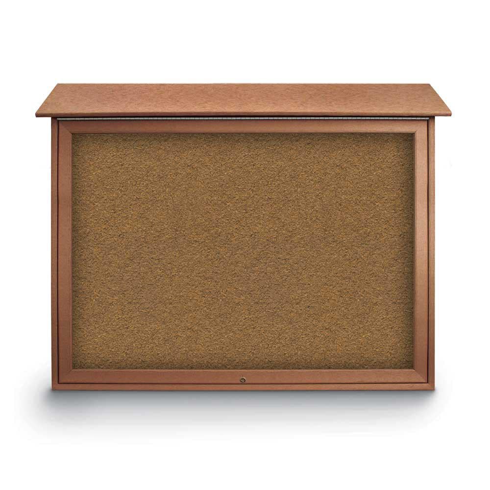 Enclosed Bulletin Board: 45" Wide, 36" High, Cork, Tan