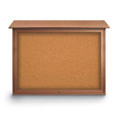 Enclosed Cork Bulletin Board: 45" Wide, 36" High, Cork, Natural Tan