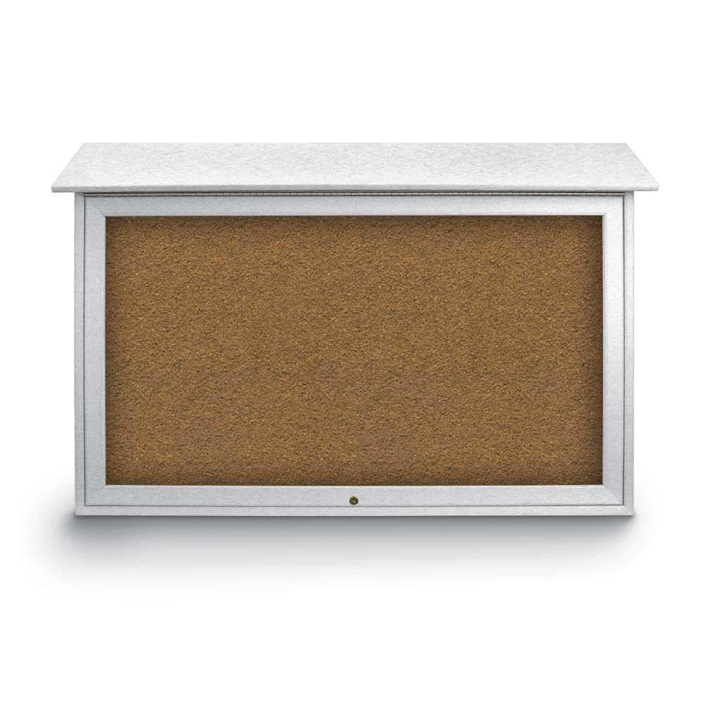 Enclosed Bulletin Board: 45" Wide, 30" High, Cork, Tan