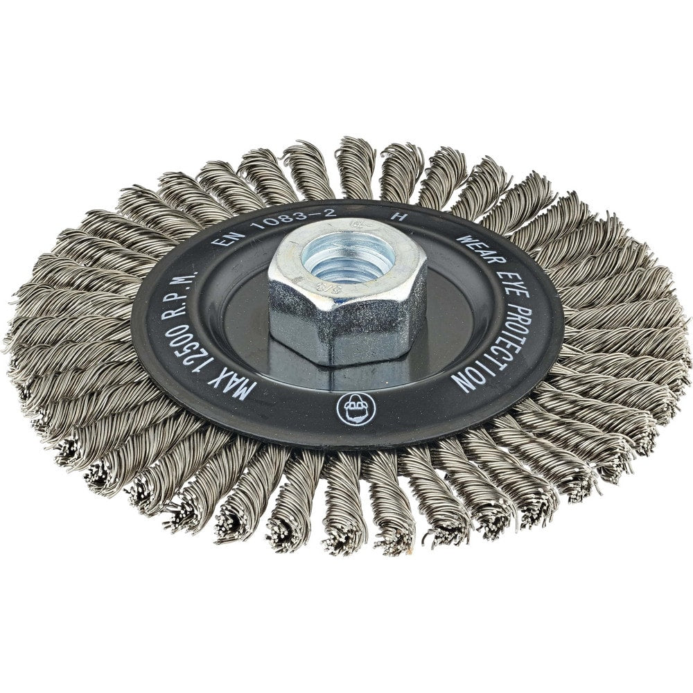 Wheel Brush: 4" Wheel Dia, 1/4" Face Width, 0.0200" Wire Dia,  Crimped