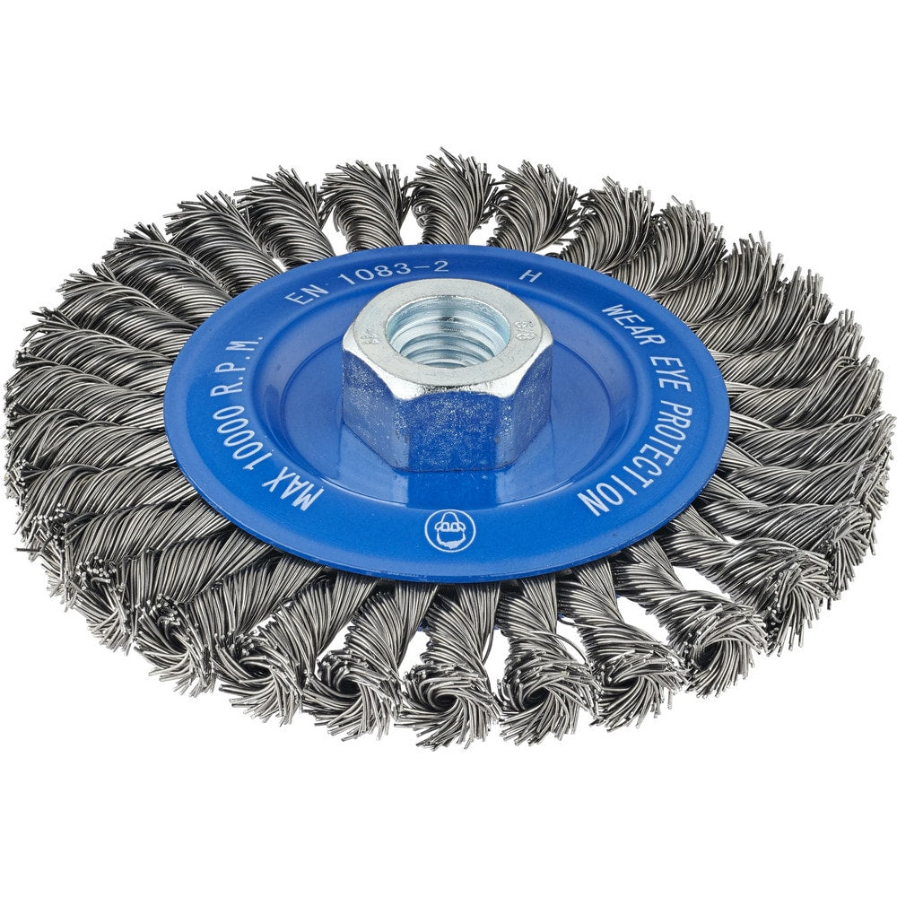 Wheel Brush: 5" Wheel Dia, 1/4" Face Width, 0.0200" Wire Dia,  Crimped