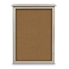 Enclosed Bulletin Board: 54" Wide, 38" High, Cork, Tan