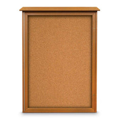 Enclosed Cork Bulletin Board: 54" Wide, 38" High, Cork, Natural Tan