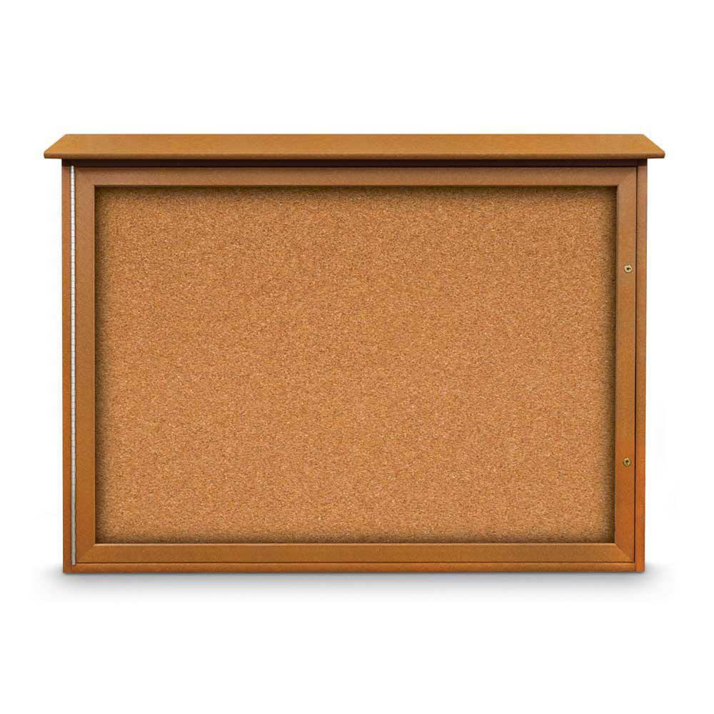 Enclosed Cork Bulletin Board: 48" Wide, 36" High, Cork, Natural Tan