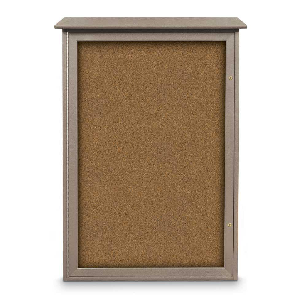 Enclosed Bulletin Board: 48" Wide, 32" High, Cork, Tan