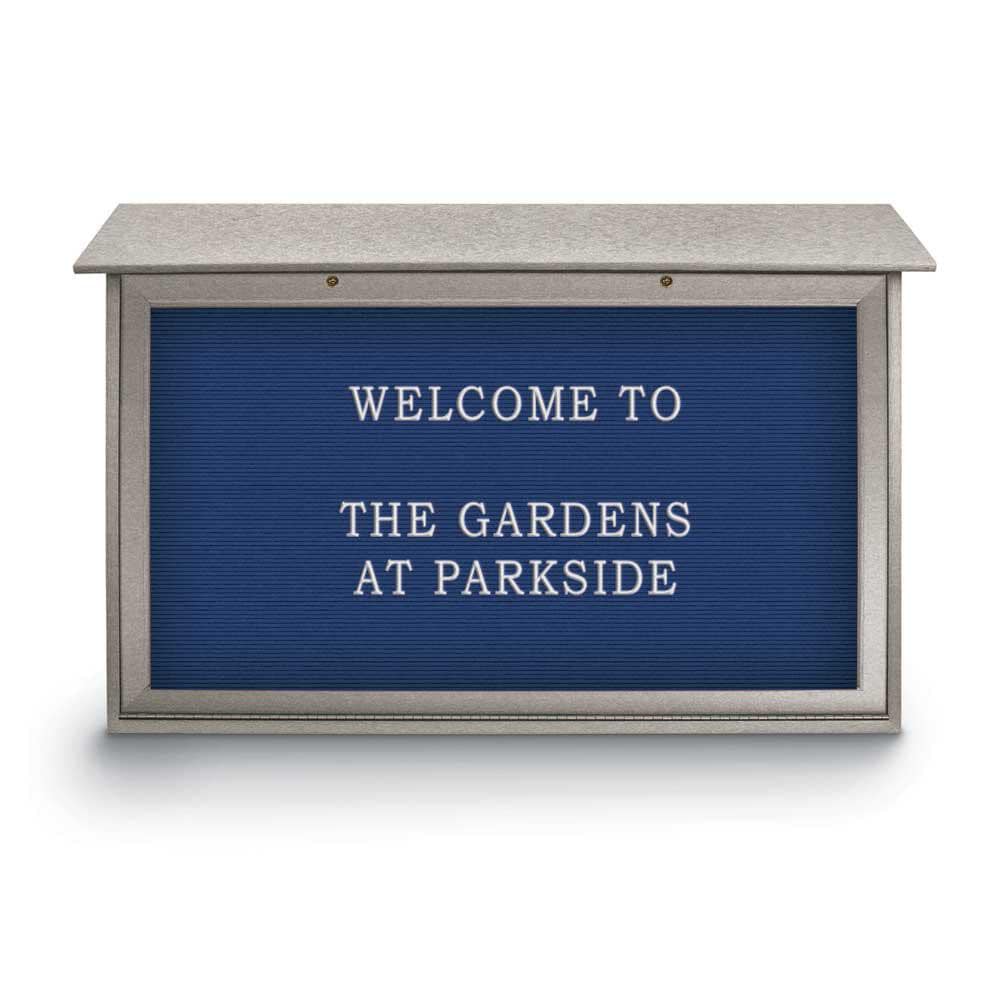 Enclosed Letter Board: 45" Wide, 30" High, Laminate, Blue