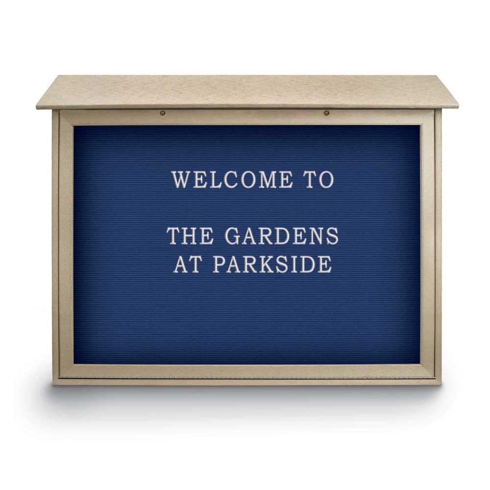 Enclosed Letter Board: 45" Wide, 36" High, Laminate, Blue