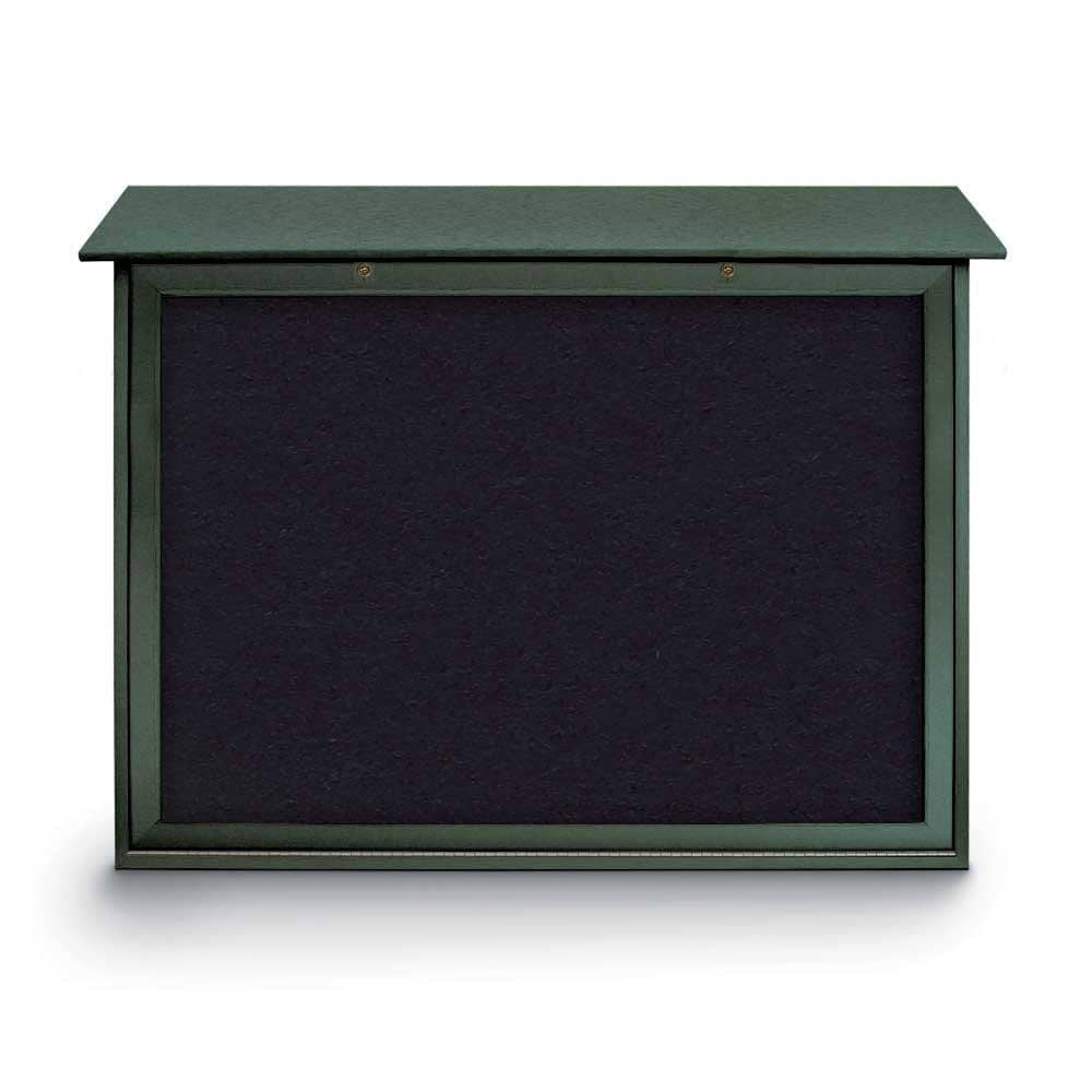 Enclosed Recycled Rubber Bulletin Board: 45" Wide, 36" High, Rubber, Black