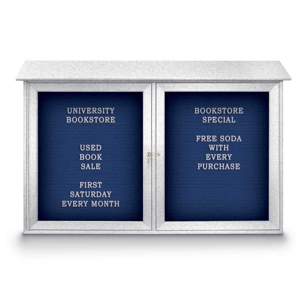 Enclosed Letter Board: 45" Wide, 30" High, Laminate, Blue