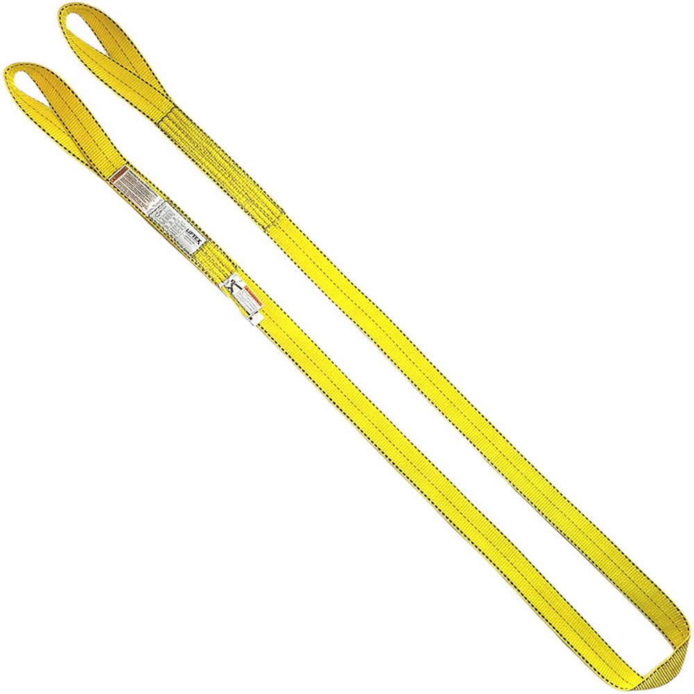 Twisted Eye & Eye, Type 4 Web Sling: 6' Long, 3" Wide, 9300 lb Vertical Capacity, Nylon