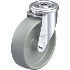 Standard Casters; Mount: Hollow Kingpin; Caster Type: Swivel w/Brake; Bearing Type: Precision Ball; Style: Double Ball; Wheel Diameter (Inch): 4; Wheel Width (Inch): 1-1/4