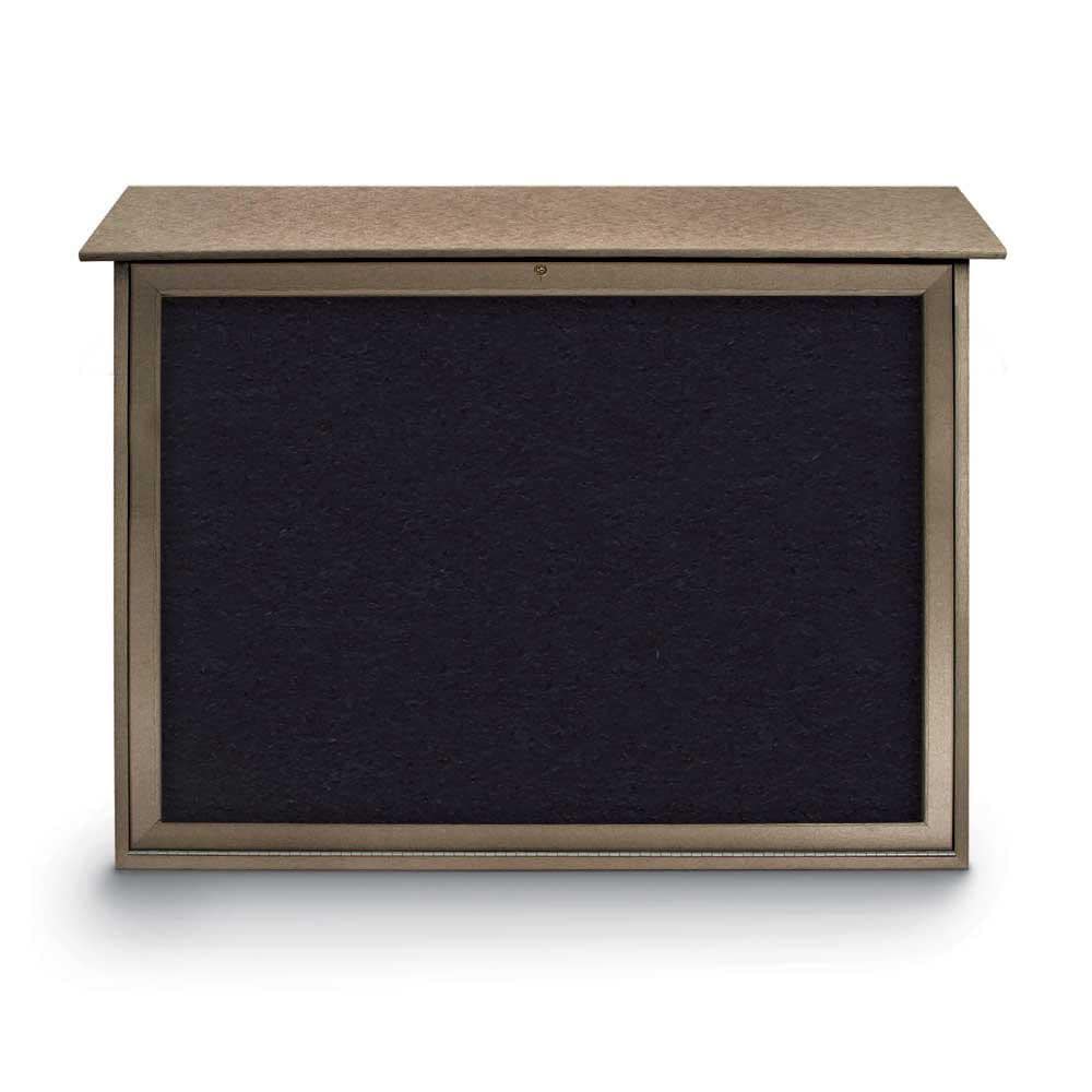 Enclosed Recycled Rubber Bulletin Board: 45" Wide, 36" High, Rubber, Black