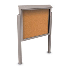 Enclosed Bulletin Board: 60" Wide, 48" High, Cork, Tan