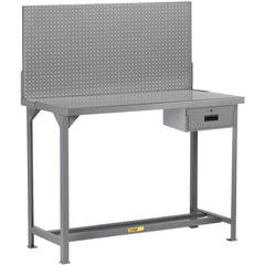 Heavy-Duty Use Workbench: 72" Wide, 30" Deep, 60" High, Powder Coated, Steel Top, Gray