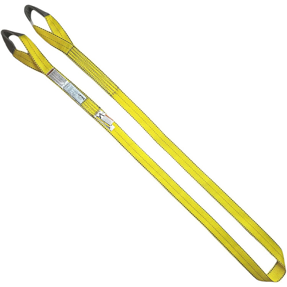 Twisted Eye & Eye, Type 4 Web Sling: 12' Long, 4" Wide, 11500 lb Vertical Capacity, Nylon