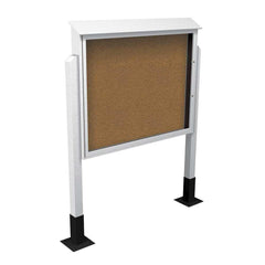 Enclosed Bulletin Board: 60" Wide, 48" High, Cork, Tan