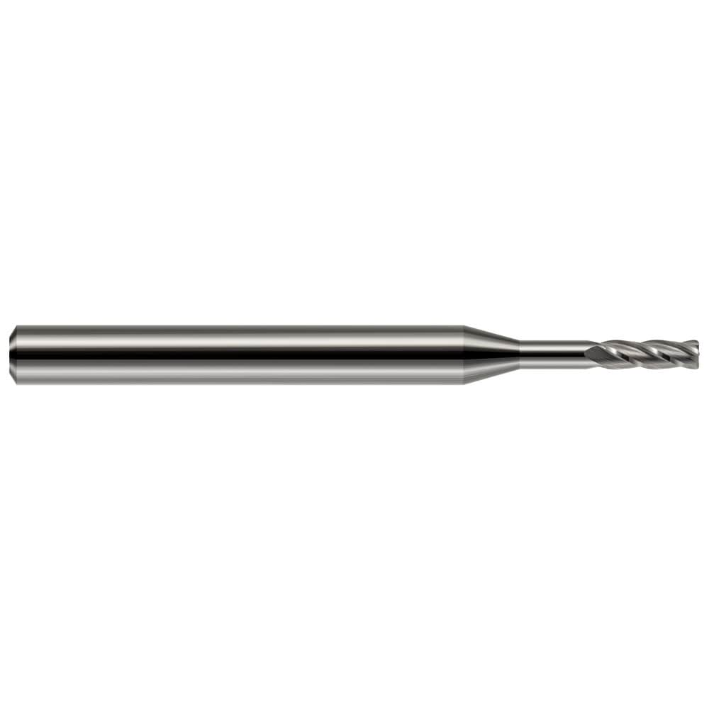 Corner Radius End Mill: 1/8" Dia, 3/8" LOC, 0.0100" Radius, 4 Flute, Solid Carbide