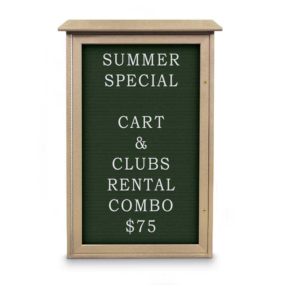 Enclosed Letter Board: 42" Wide, 26" High, Fabric, Woodland Green