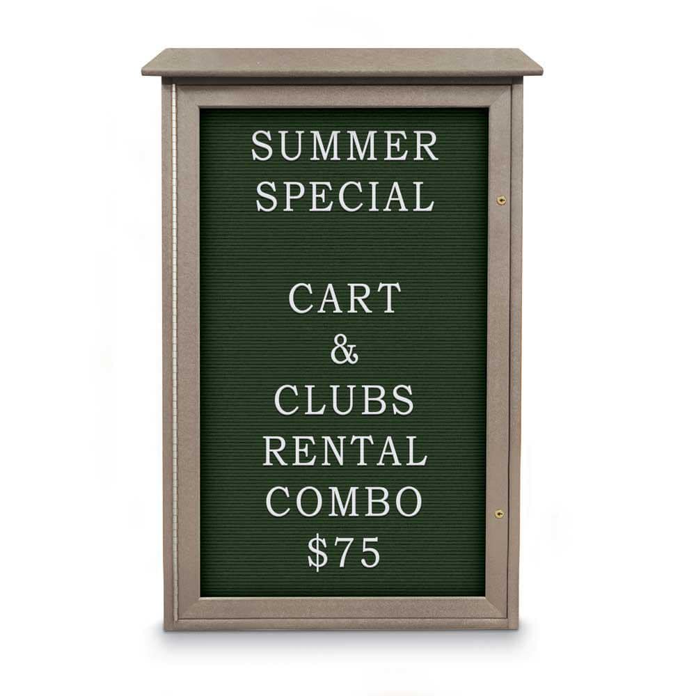 Enclosed Letter Board: 42" Wide, 26" High, Fabric, Woodland Green