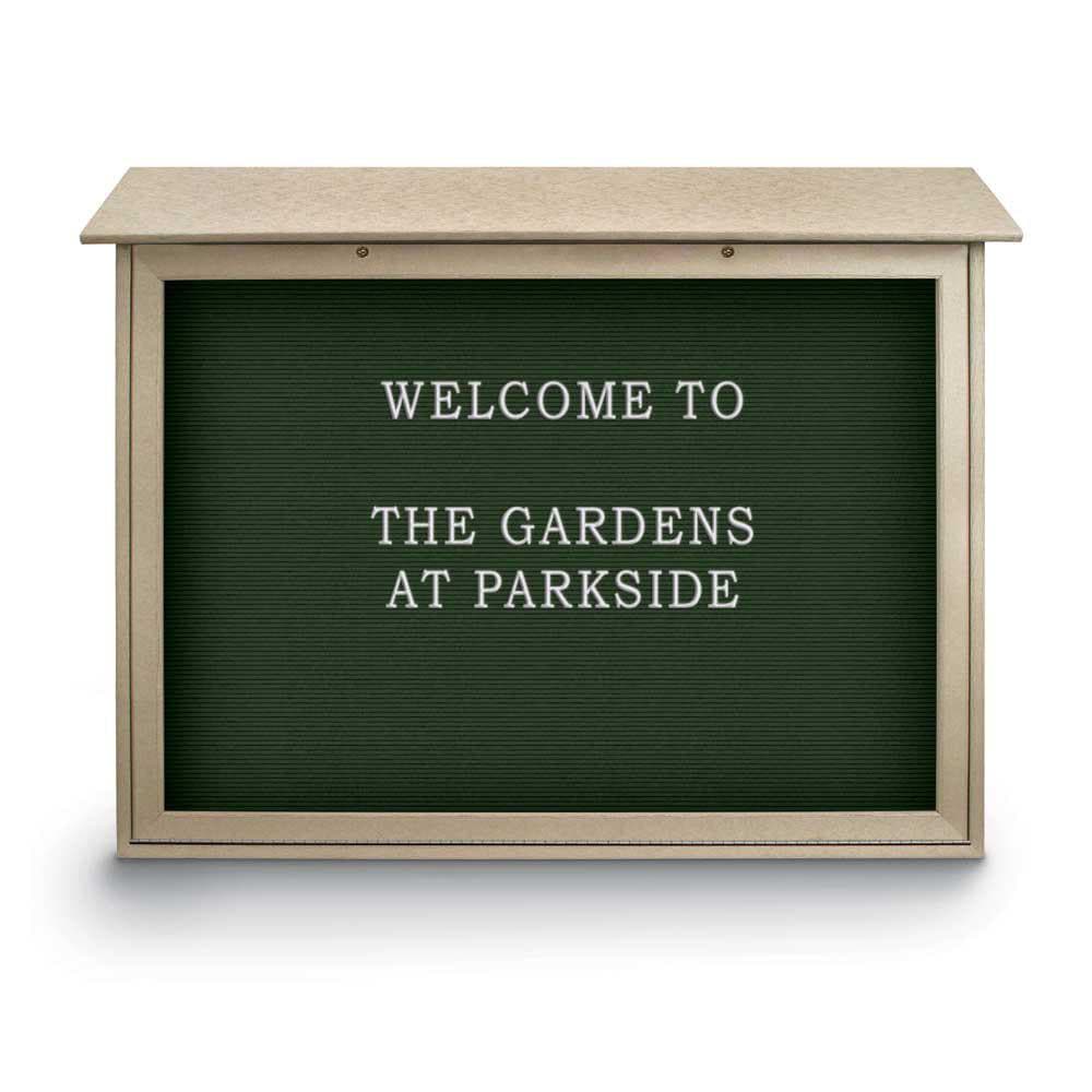 Enclosed Letter Board: 45" Wide, 36" High, Fabric, Woodland Green