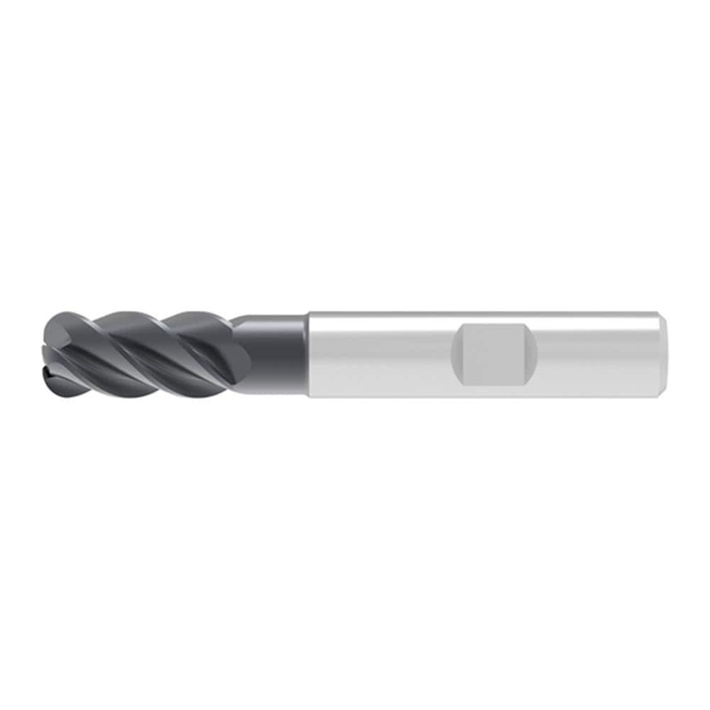 Corner Radius End Mill: 8.00 mm Dia, 19.00 mm LOC, 0.50 mm Radius, 4 Flute, Solid Carbide