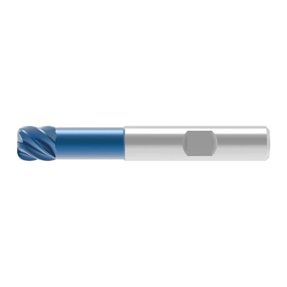 Corner Radius End Mill: 8.00 mm Dia, 9.00 mm LOC, 2.00 mm Radius, 6 Flute, Solid Carbide