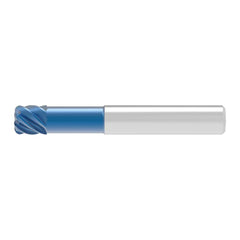 Corner Radius End Mill: 8.00 mm Dia, 9.00 mm LOC, 0.50 mm Radius, 6 Flute, Solid Carbide