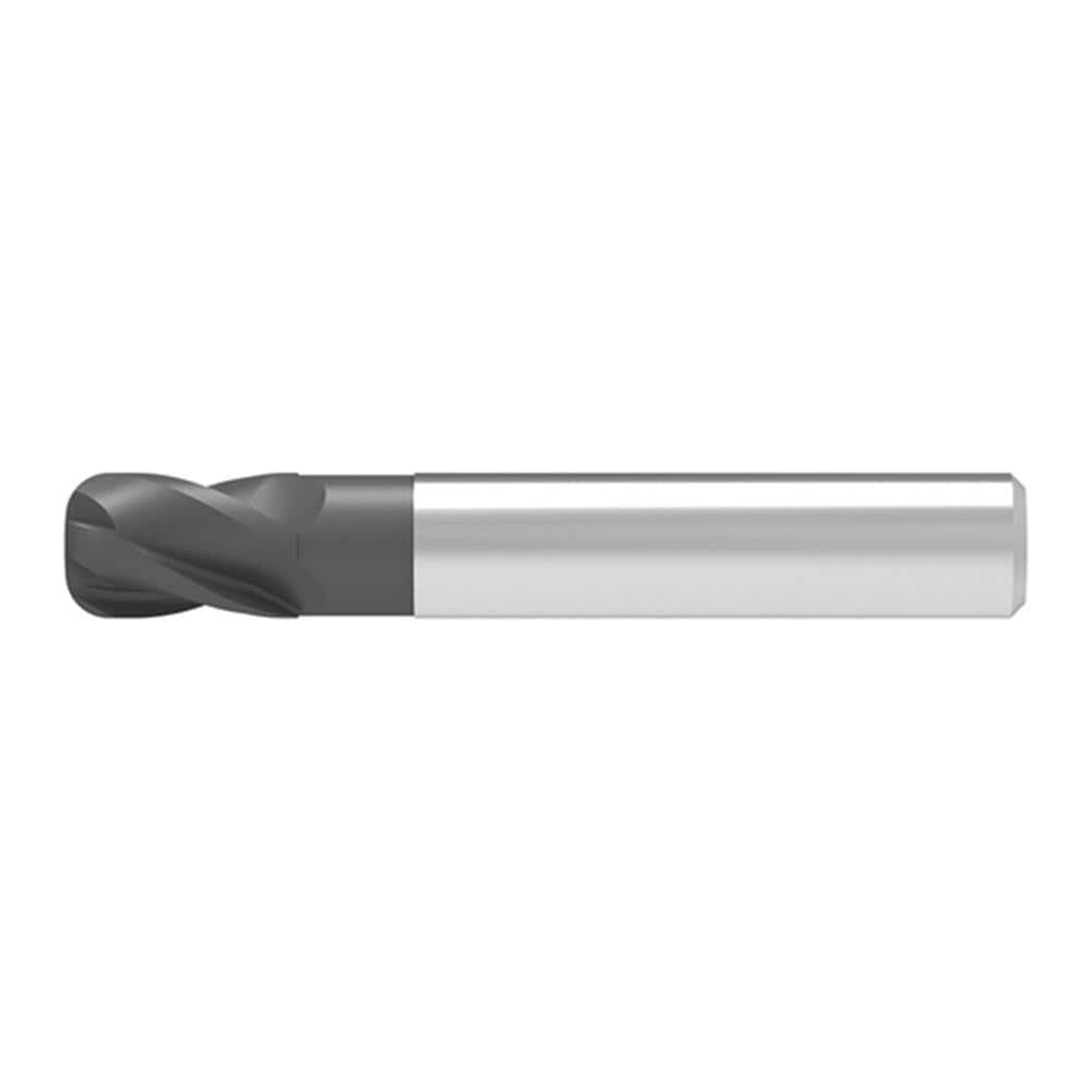 Corner Radius End Mill: 7.00 mm Dia, 11.00 mm LOC, 2.00 mm Radius, 4 Flute, Solid Carbide