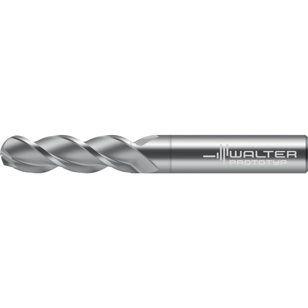 Ball End Mill: 1/8" Dia, 1/2" LOC, 3 Flute, Solid Carbide